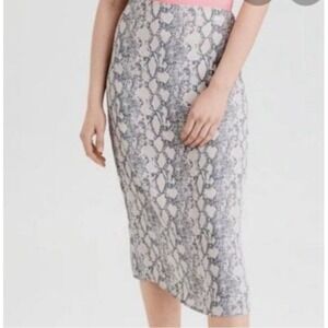 American Eagle Outfitters Womens XS Beige Neutral Snake Print Midi Skirt Casual